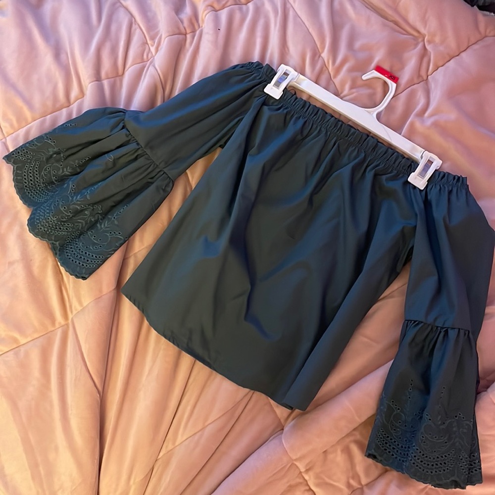 Bleuh ciel off the shoulder blouse